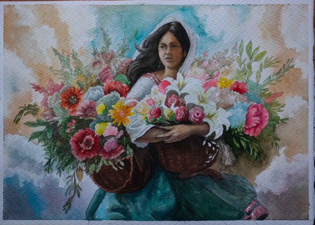 desde mi paraíso mujer con flores